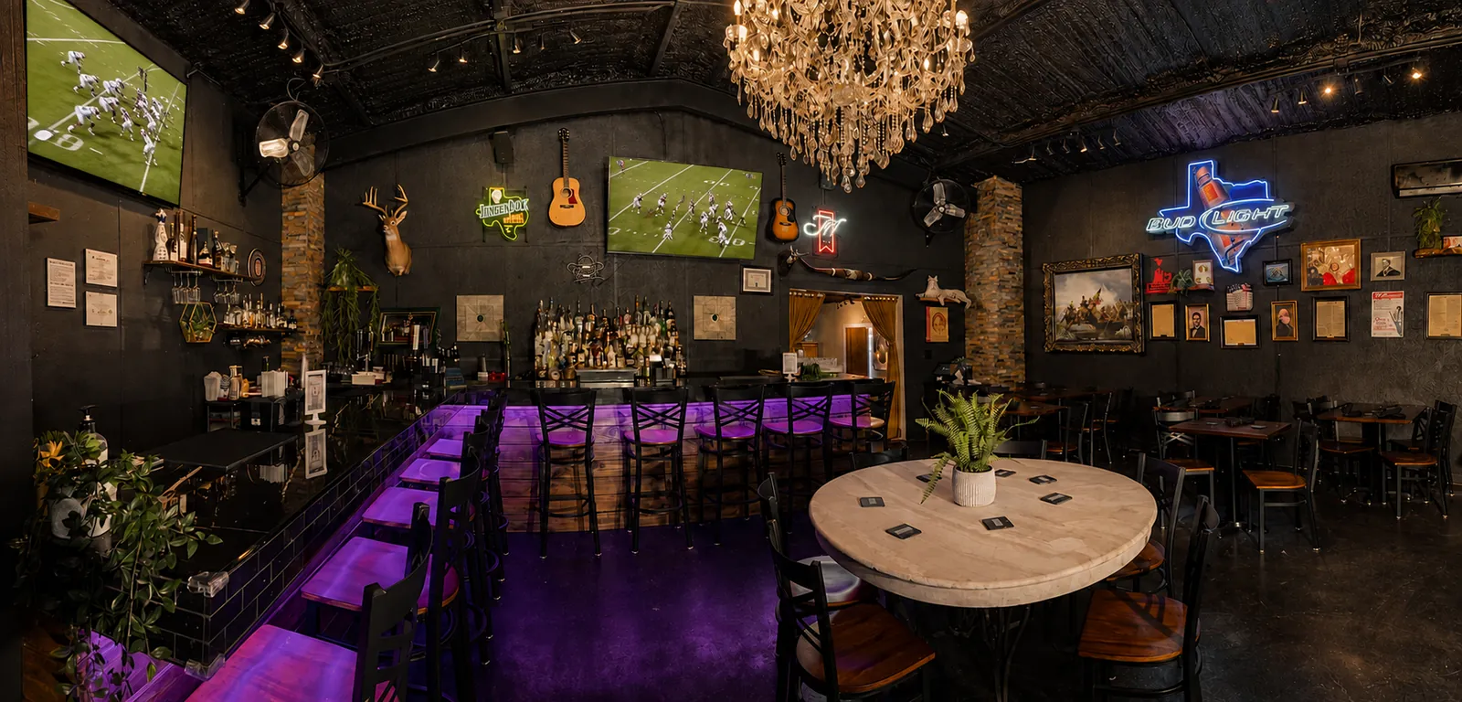 Main dining room and bar at Elements by 456 in Gun Barrel City